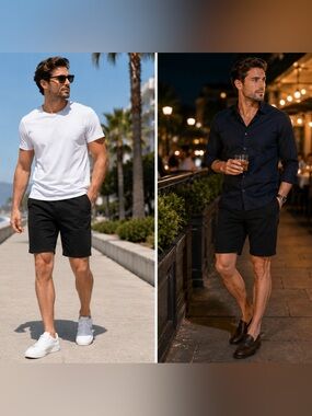 Topman Black Chino Shorts Men’s Size 32 Classic Casual Cotton Flat Front